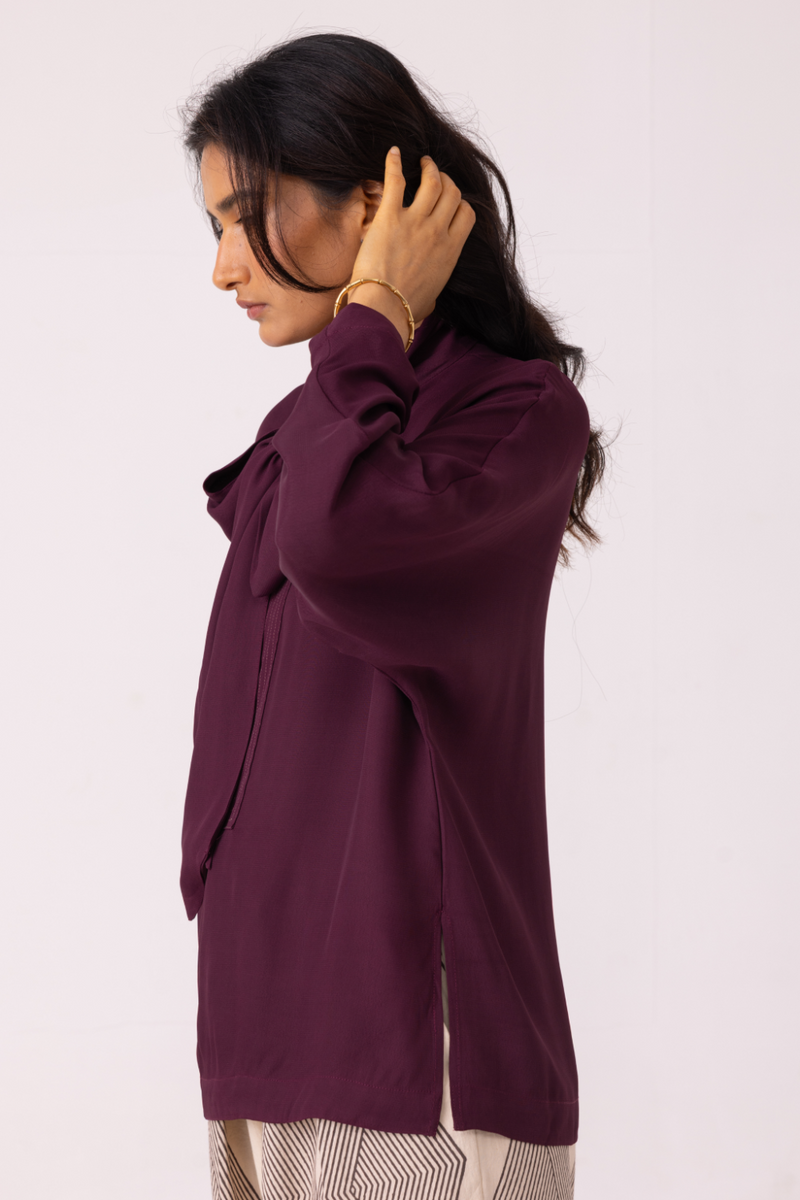 Celie Wine Tie Top satin by The Summer House in orange color for women in Singapore