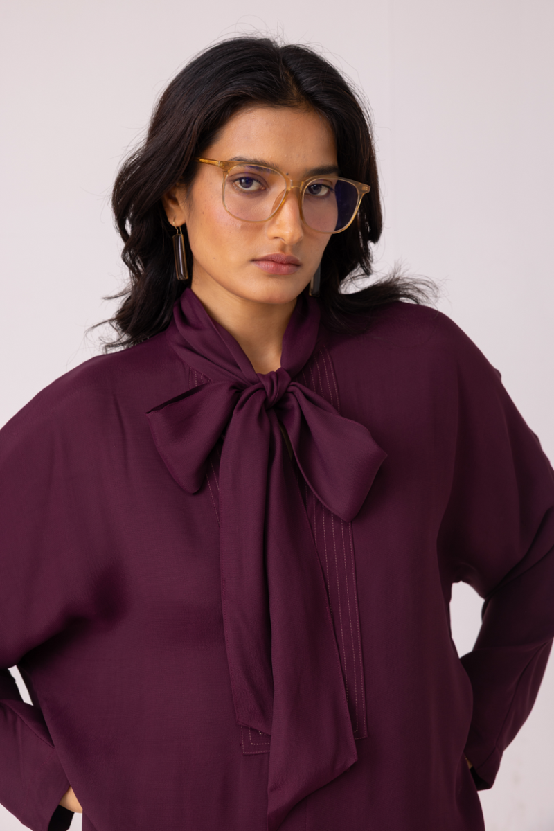 Celie Wine Tie Top satin by The Summer House in orange color for women in Singapore