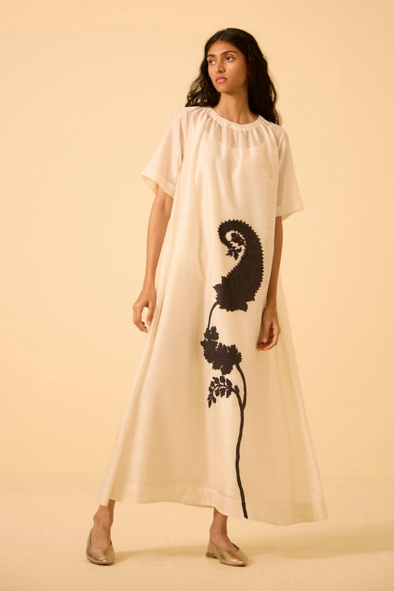 Cersei Paisley Embroidered Dress chanderi by The Summer House in black color for women in Singapore