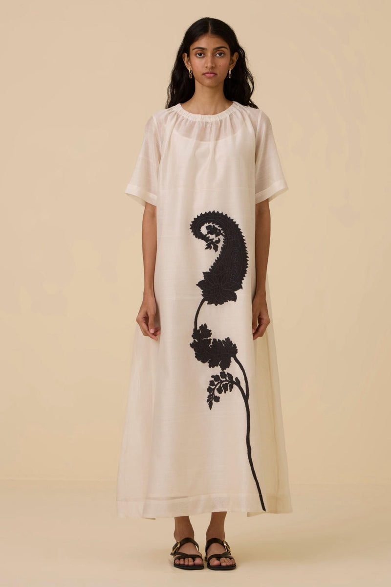 Cersei Paisley Embroidered Dress chanderi by The Summer House in black color for women in Singapore