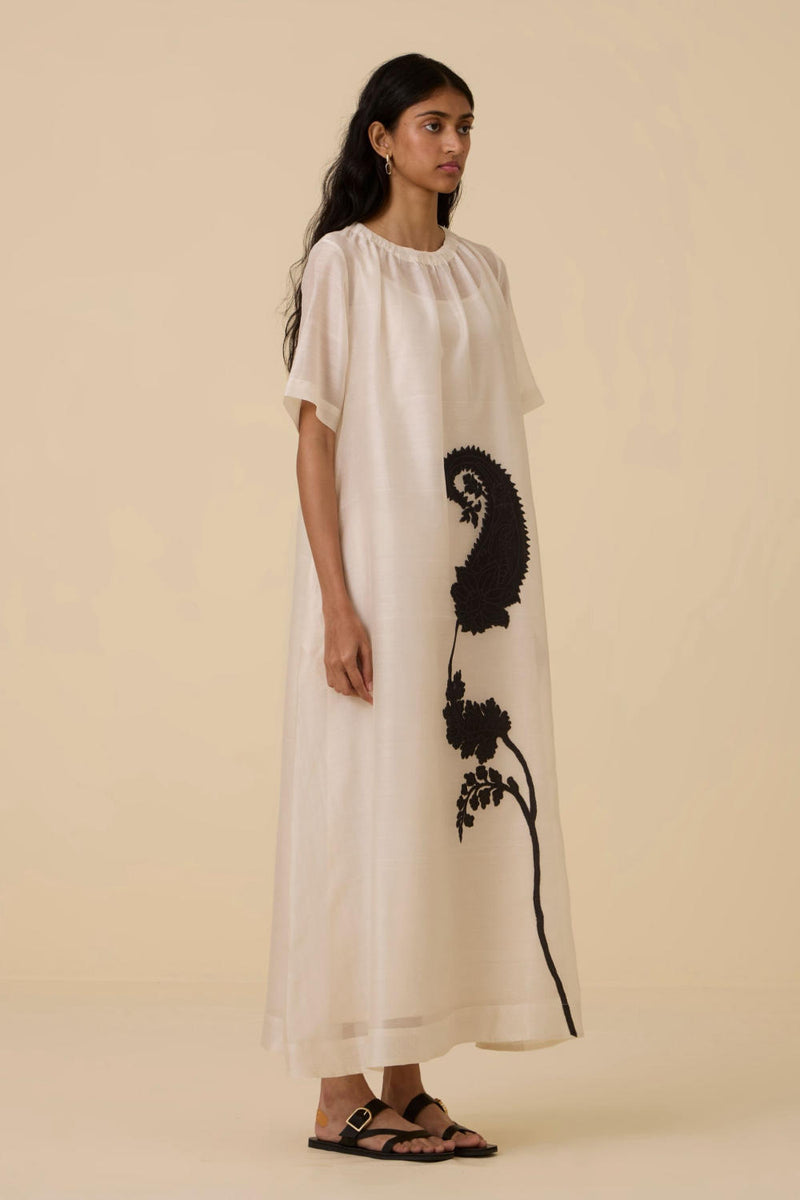 Cersei Paisley Embroidered Dress chanderi by The Summer House in black color for women in Singapore