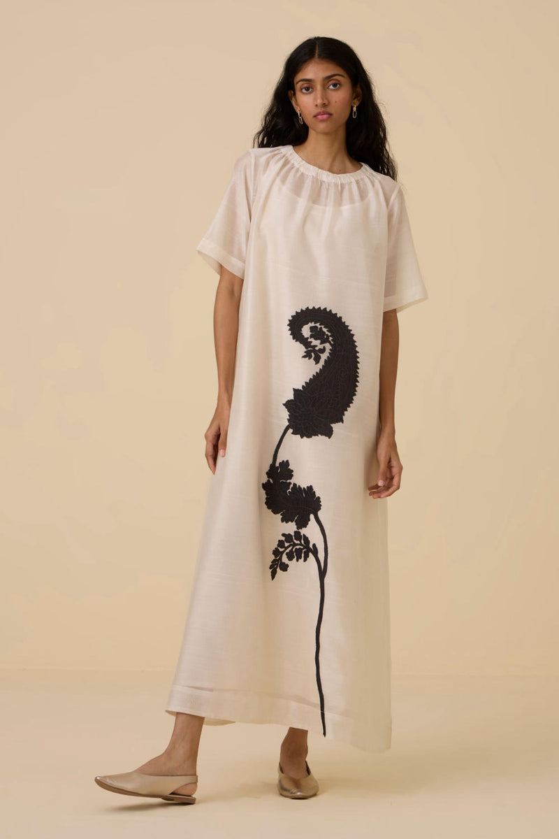 Cersei Paisley Embroidered Dress chanderi by The Summer House in black color for women in Singapore