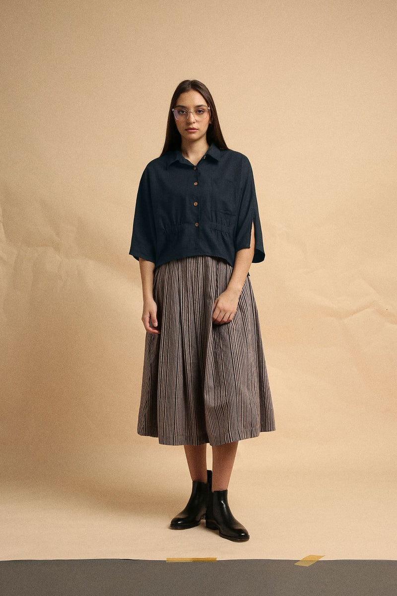 Charcoal Collar Crop Top 100% cotton by Mati in charcoal color for women in Singapore