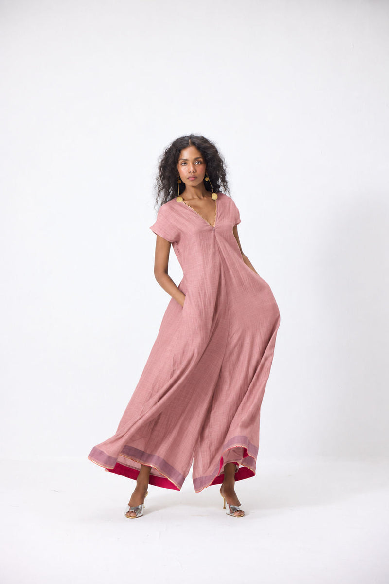 Liana Jumpsuit mul jumpsuit by Khara Kapas in pink for women in Singapore