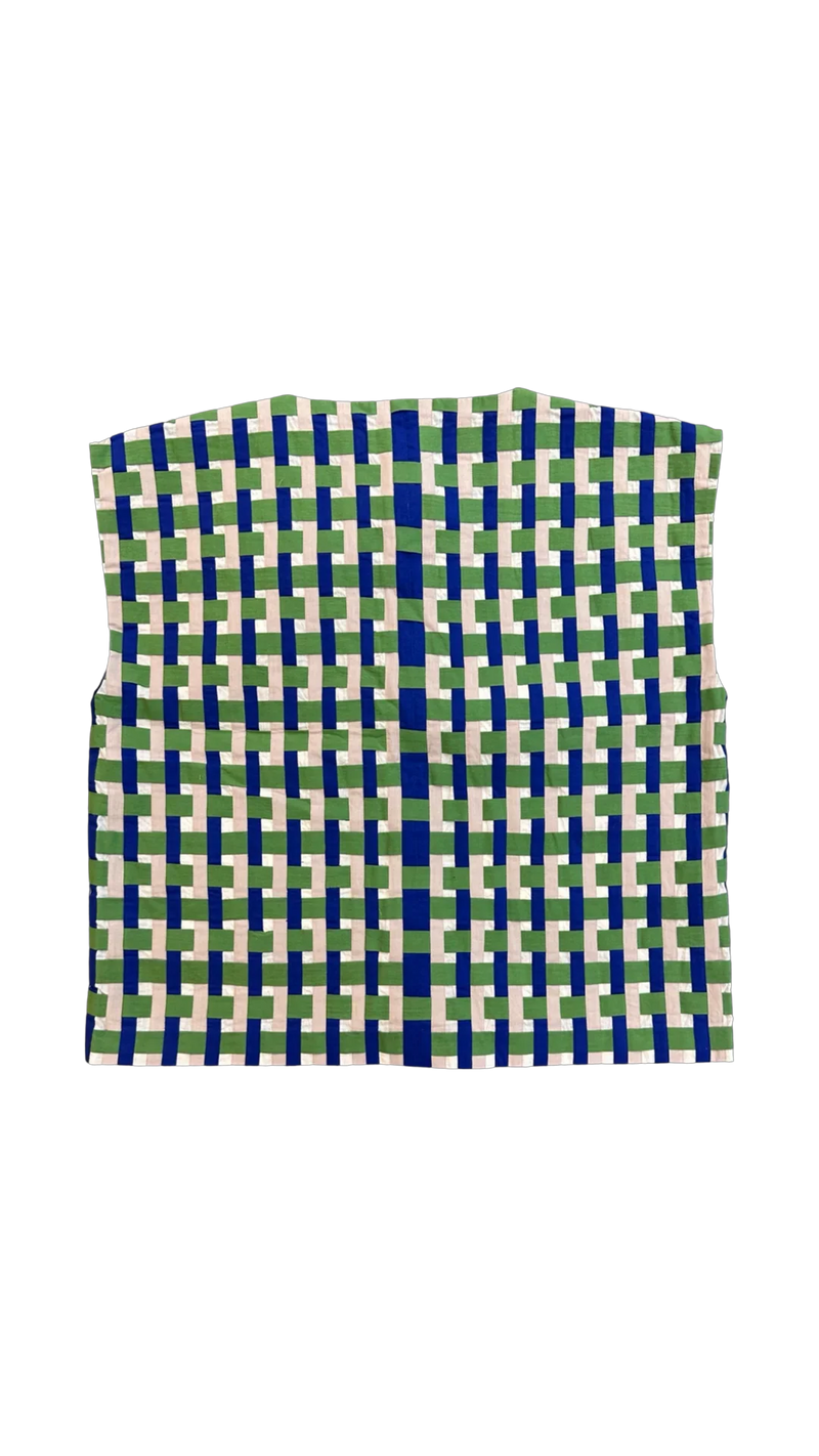 Che Ap Jacket-Grey, Green and Ink Blue cotton jacket/overlay by Ka-Sha in green for women in Singapore