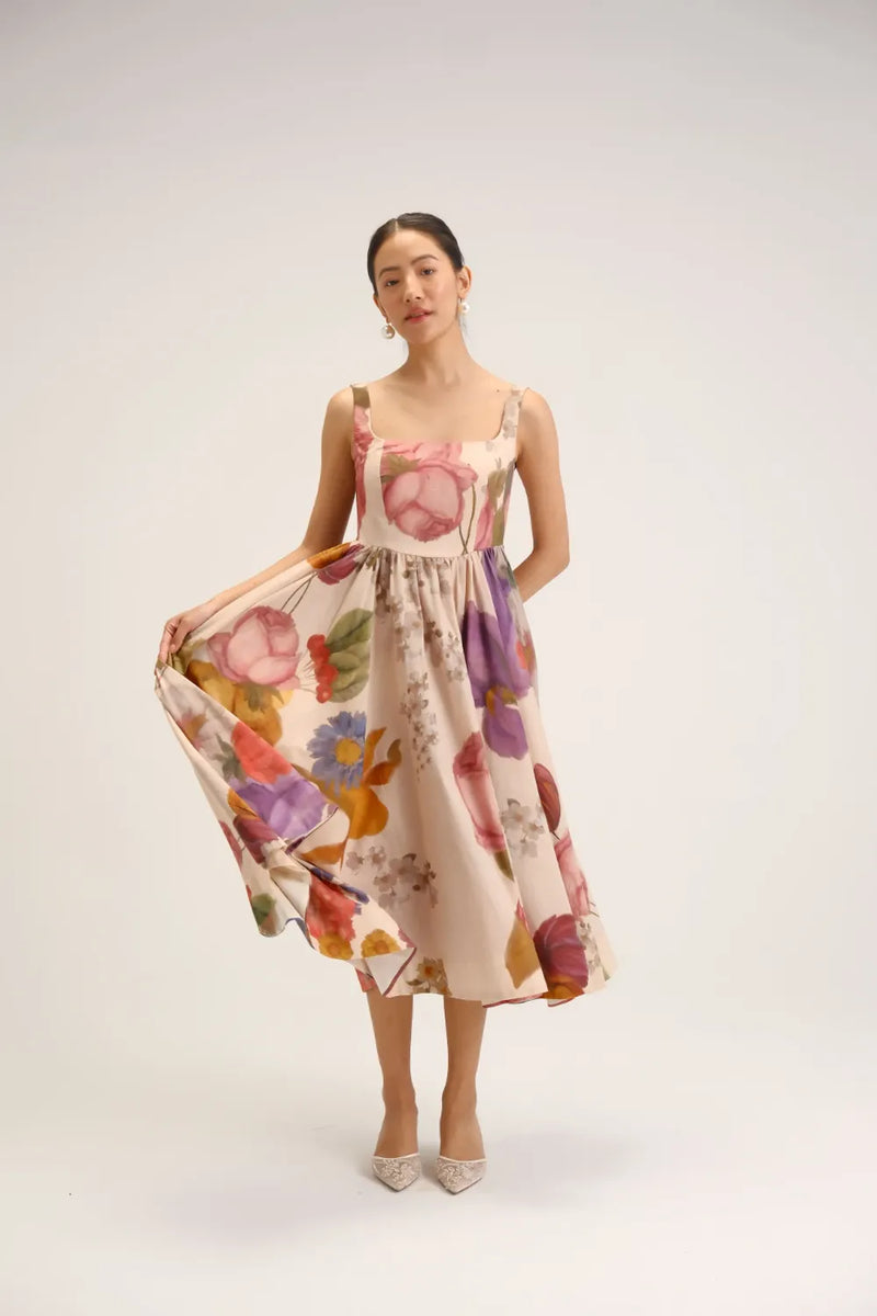 Cherimoya Cherry Dress cotton dress by YAM in multi-color for women in Singapore