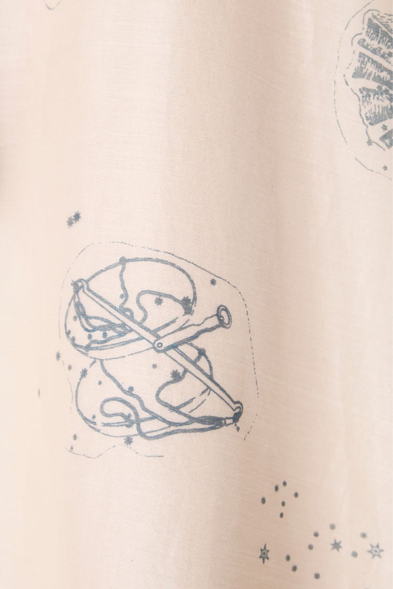Cheryl Zodiac Print Handwoven Dress chanderi by The Summer House in white color for women in Singapore