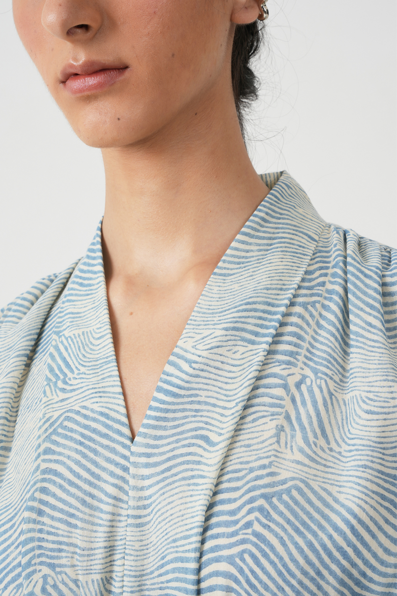 Chikoo Hand Printed Blue Dress