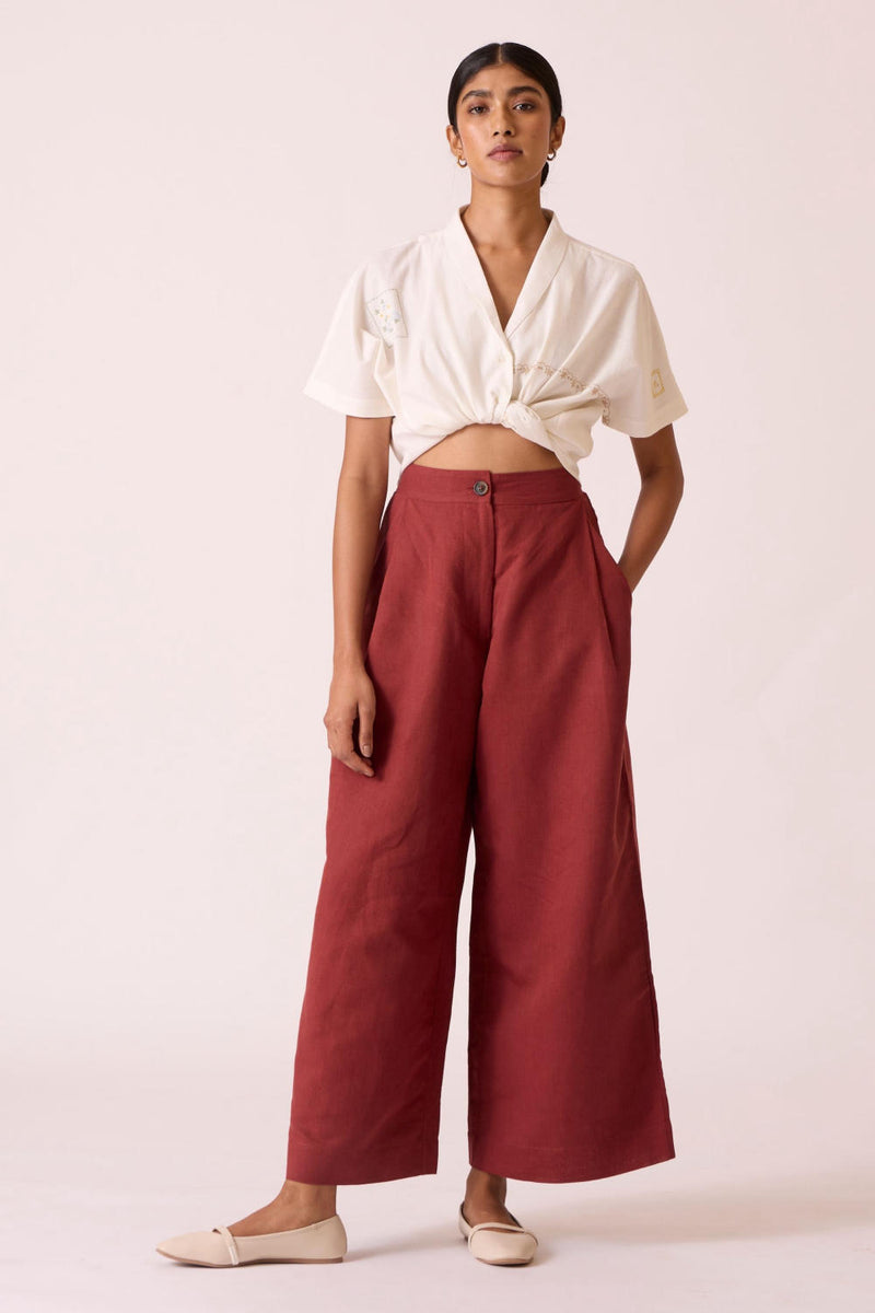 Chioma Umber Pants cotton by The Summer House for women in Singapore
