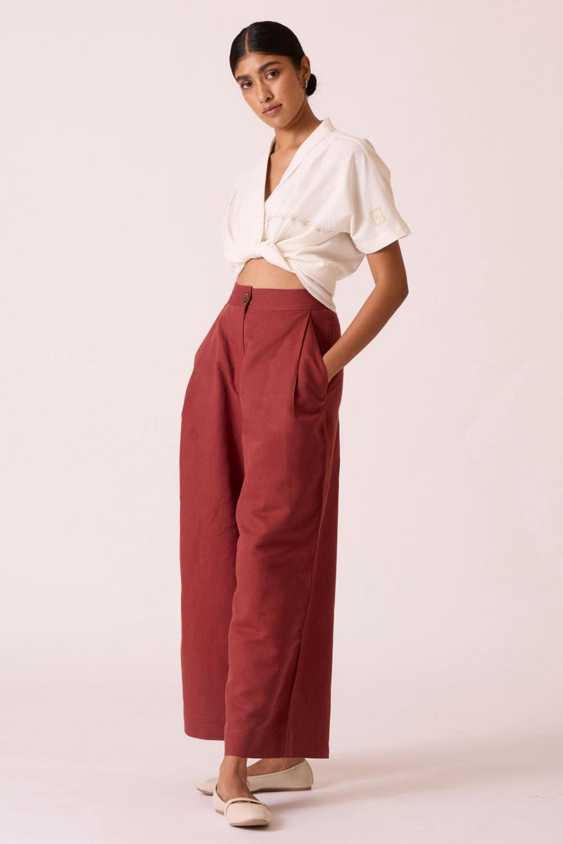 Chioma Umber Pants cotton by The Summer House for women in Singapore