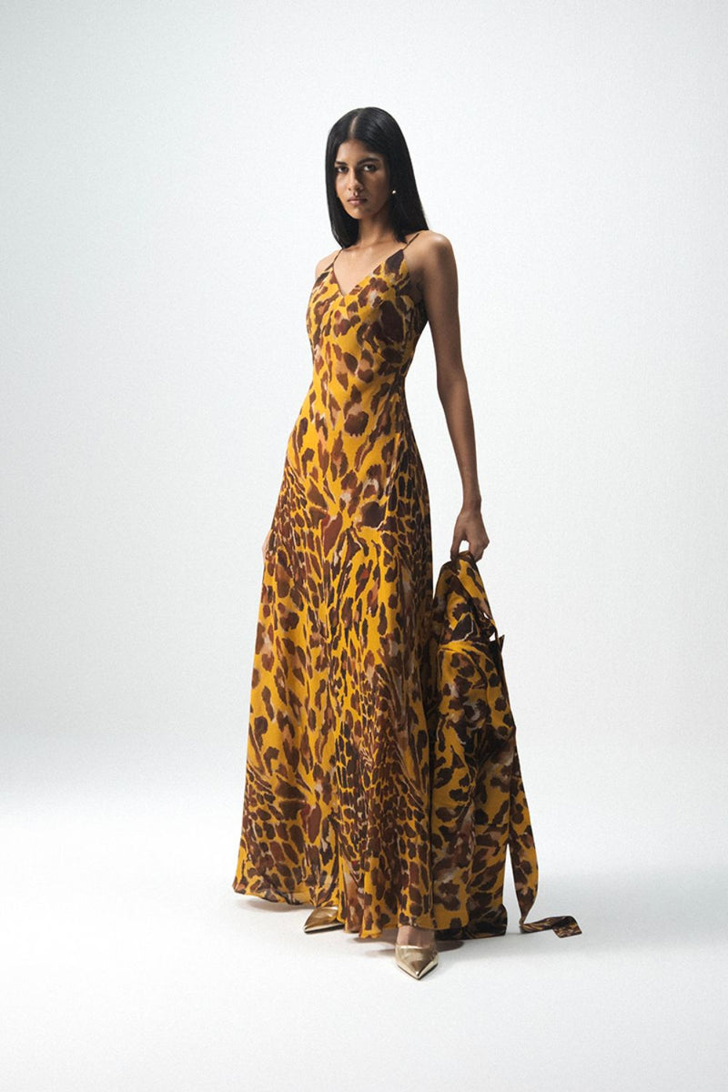 CHITARA CHERRY DRESS satin by Yam in yellow color for women in Singapore