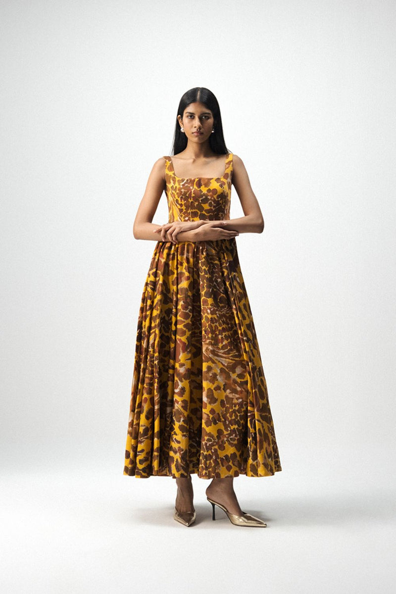 CHITARA CHERRY DRESS satin by Yam in yellow color for women in Singapore