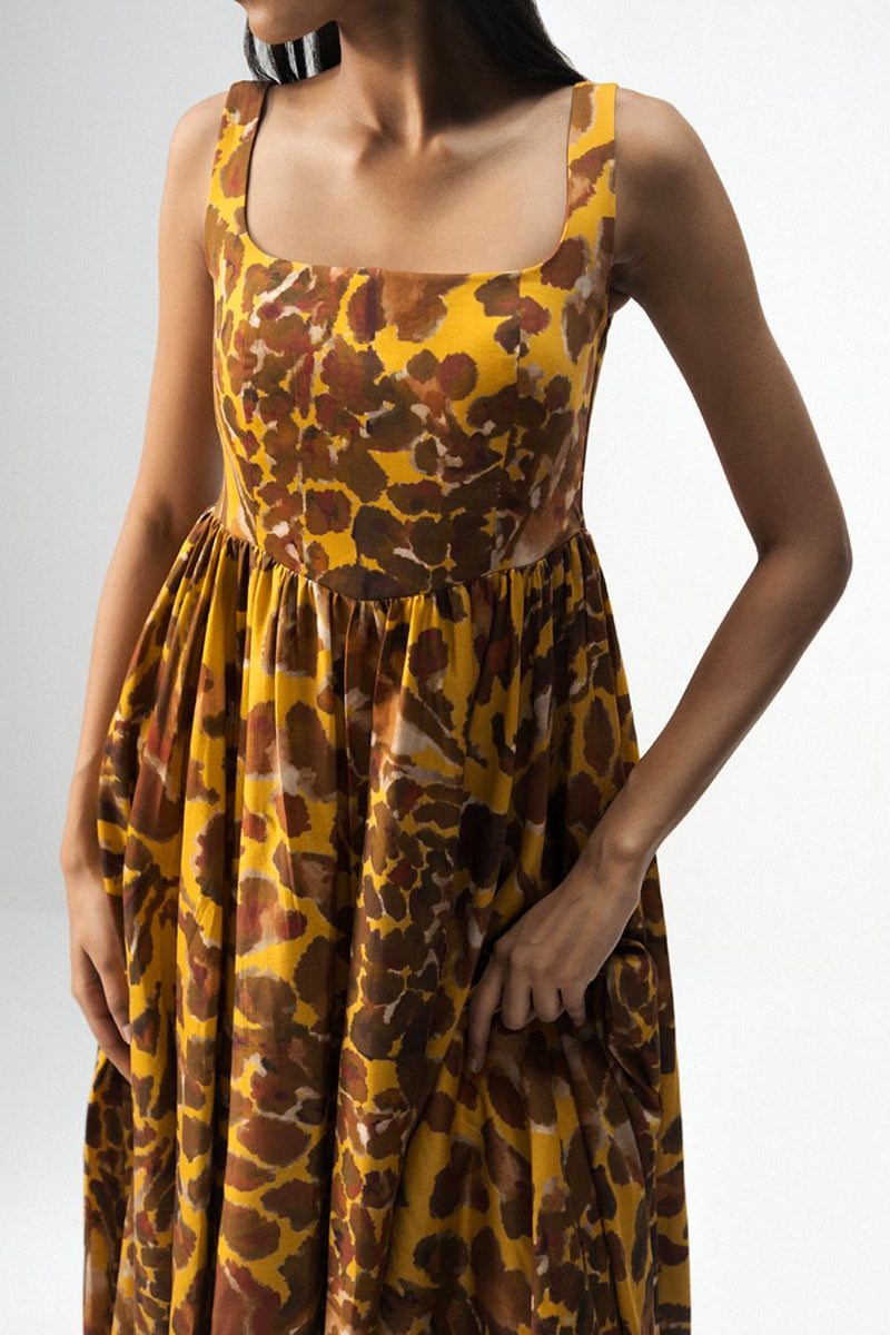 CHITARA CHERRY DRESS satin by Yam in yellow color for women in Singapore