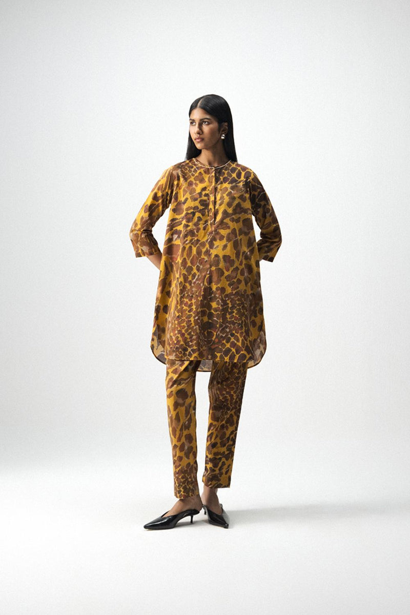 CHITARA SHORT KURTA SET cotton by Yam in yellow color for women in Singapore