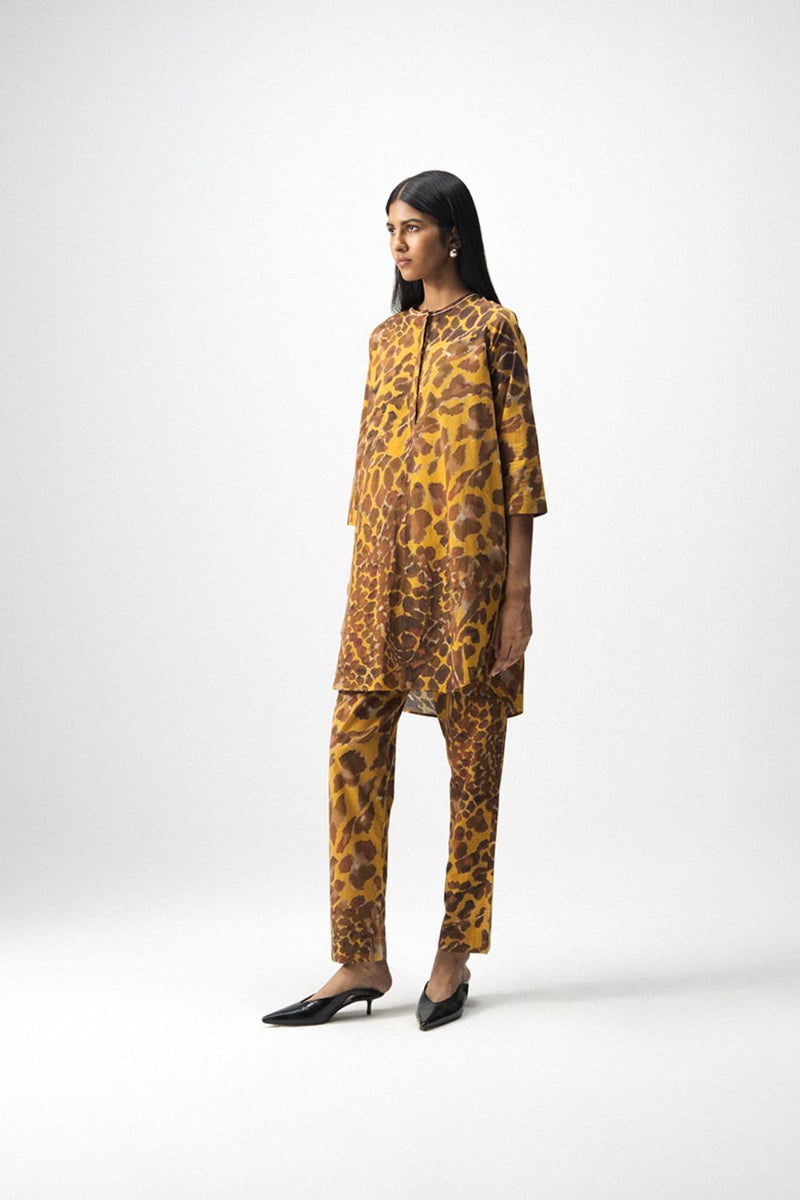 CHITARA SHORT KURTA SET cotton by Yam in yellow color for women in Singapore