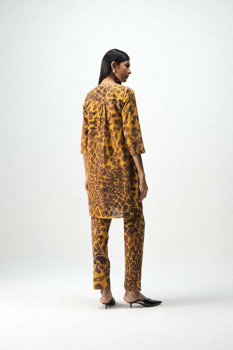 CHITARA SHORT KURTA SET cotton by Yam in yellow color for women in Singapore