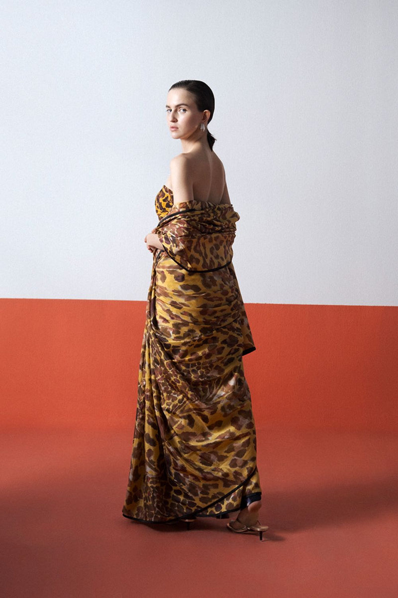 CHITARA SAREE silk by Yam in yellow color for women in Singapore