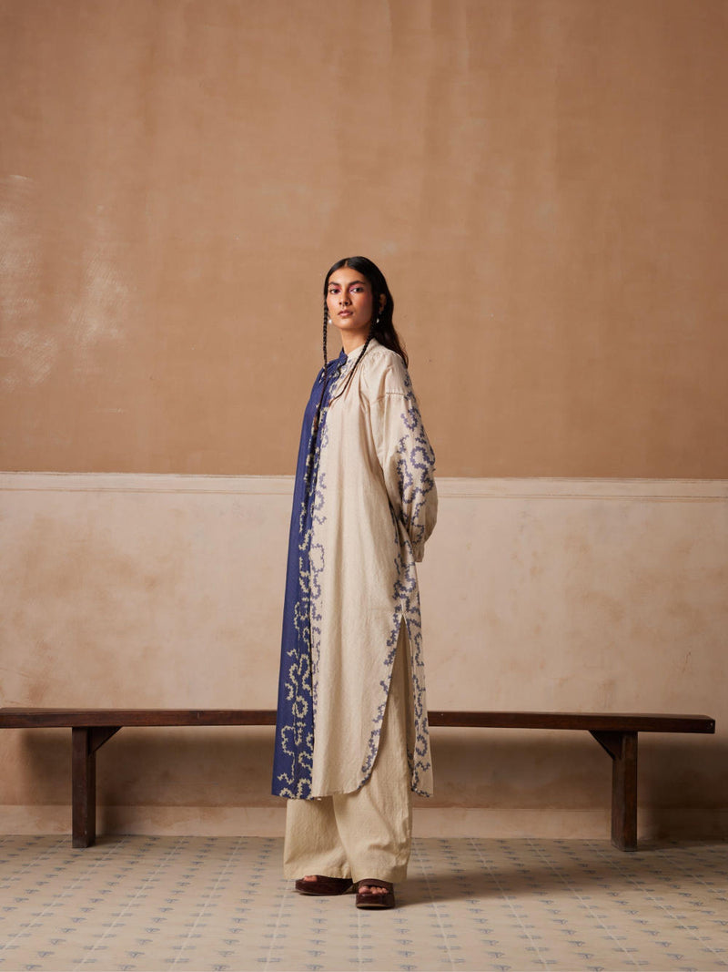 Chloe Dress-Indigo-Ivory Spiral cotton by CORD for women in Singapore