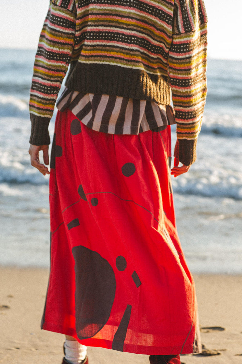 Christmas Skirt in Brown cotton by World of Crow in brown color for women in Singapore