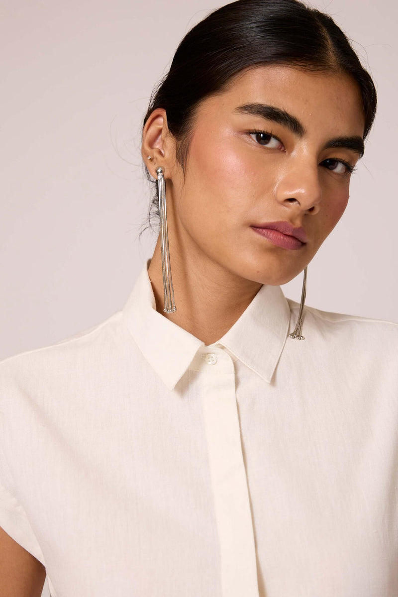 Cicaro Shirt - Blanc cotton by The Summer House in white color for women in Singapore