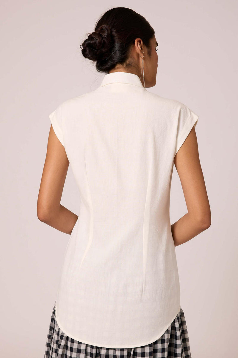 Cicaro Shirt - Blanc cotton by The Summer House in white color for women in Singapore