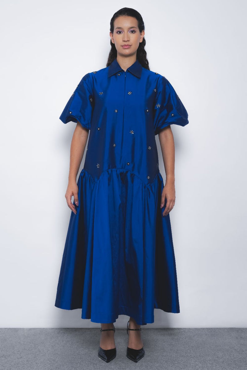 Cielo Embroidered Dress - Lapis Buy Cielo Embroidered Dress - Lapis from C&W | Dresses for Women by Leh Studios for women in Singapore