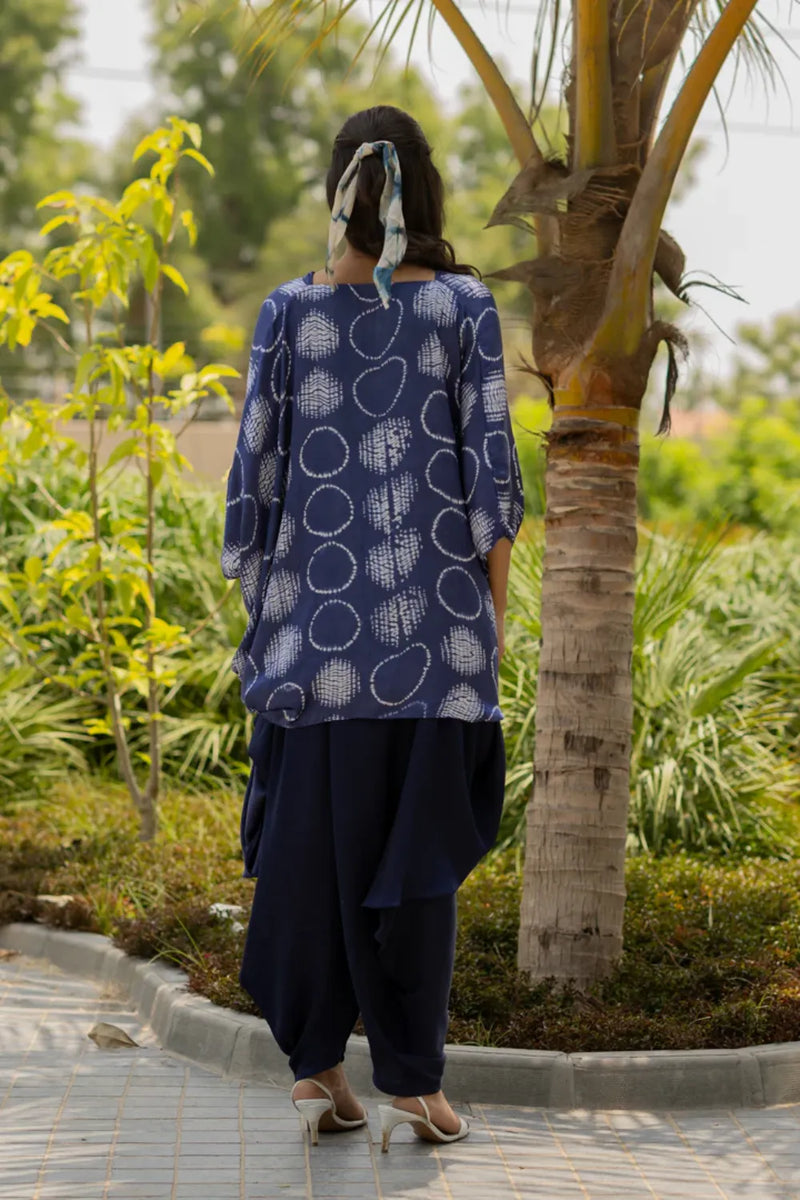 CIR SHIB TWIST TOP-BLUE silk by Dyelogue in blue color for women in Singapore