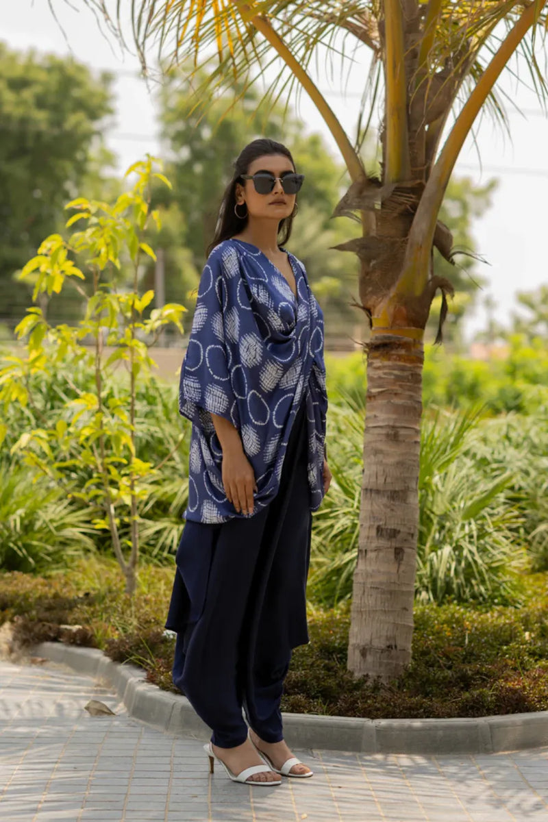 CIR SHIB TWIST TOP-BLUE silk by Dyelogue in blue color for women in Singapore