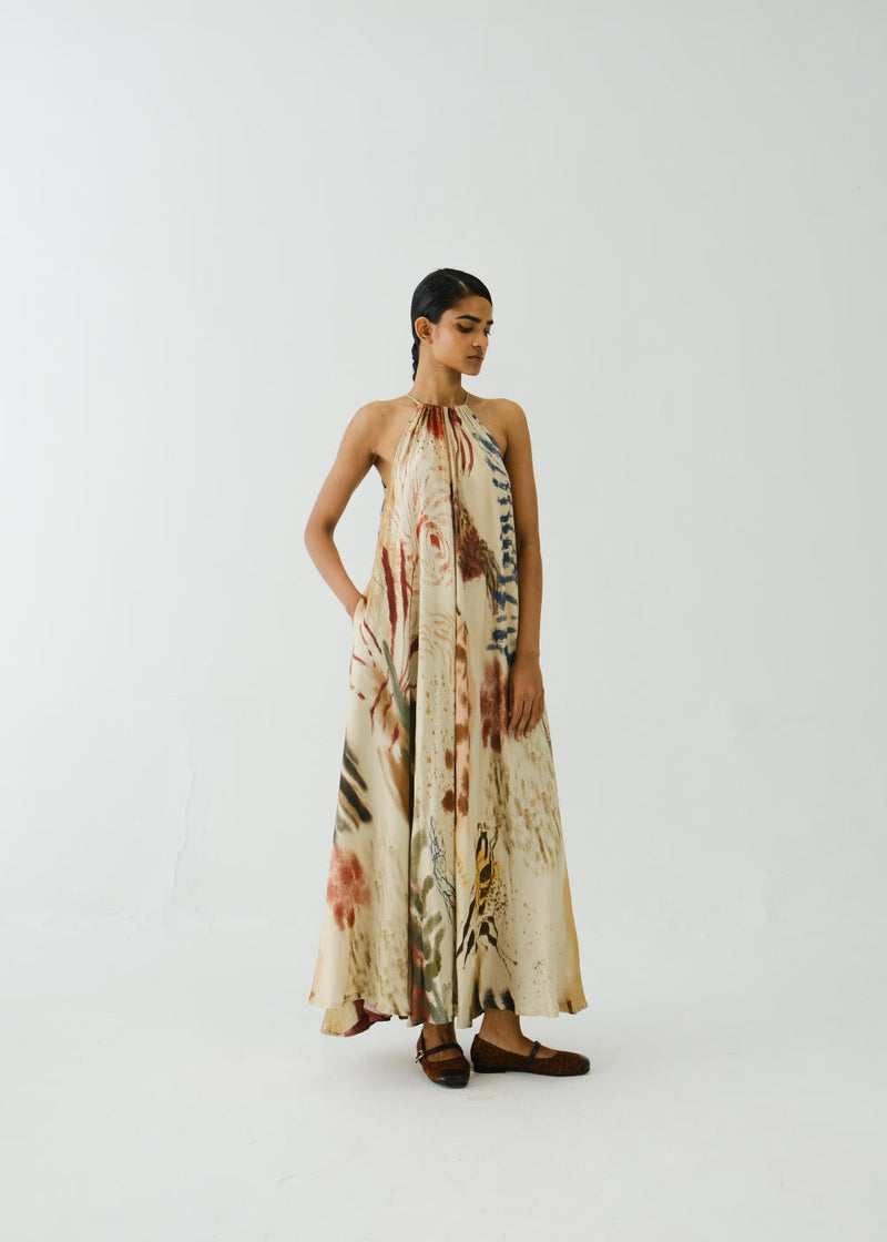 Circle Long Dress-Abstract cotton by CORD for women in Singapore