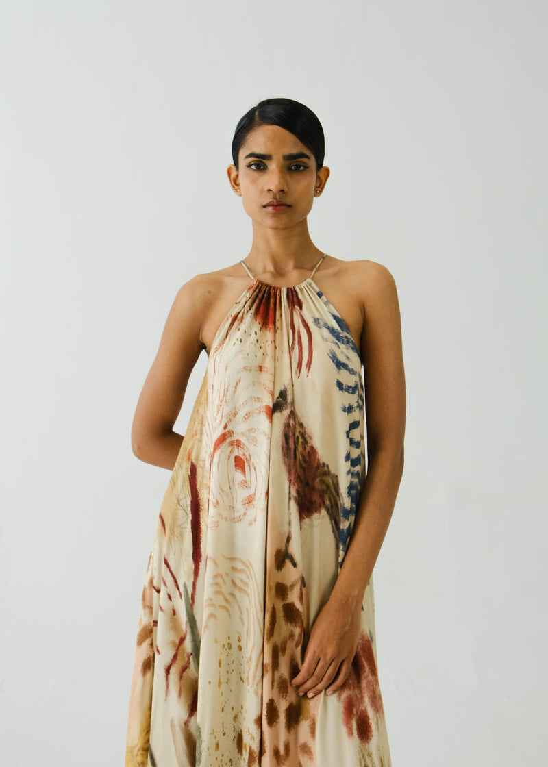 Circle Long Dress-Abstract cotton by CORD for women in Singapore