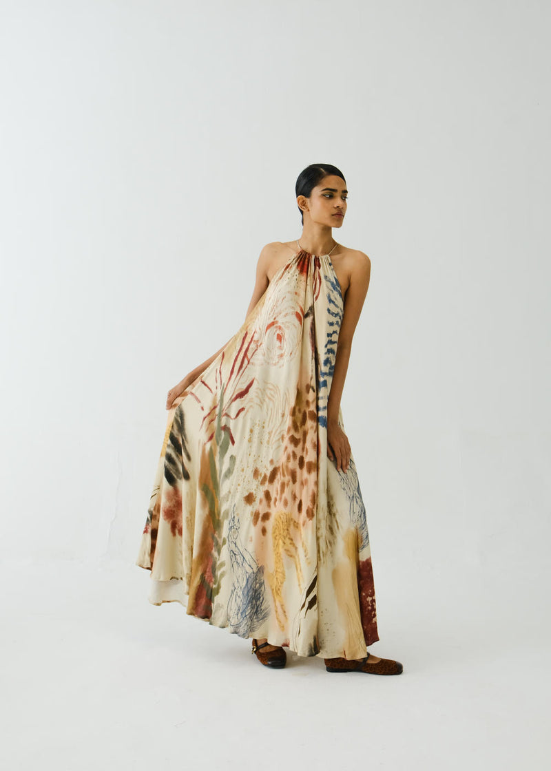 Circle Long Dress-Abstract cotton by CORD for women in Singapore