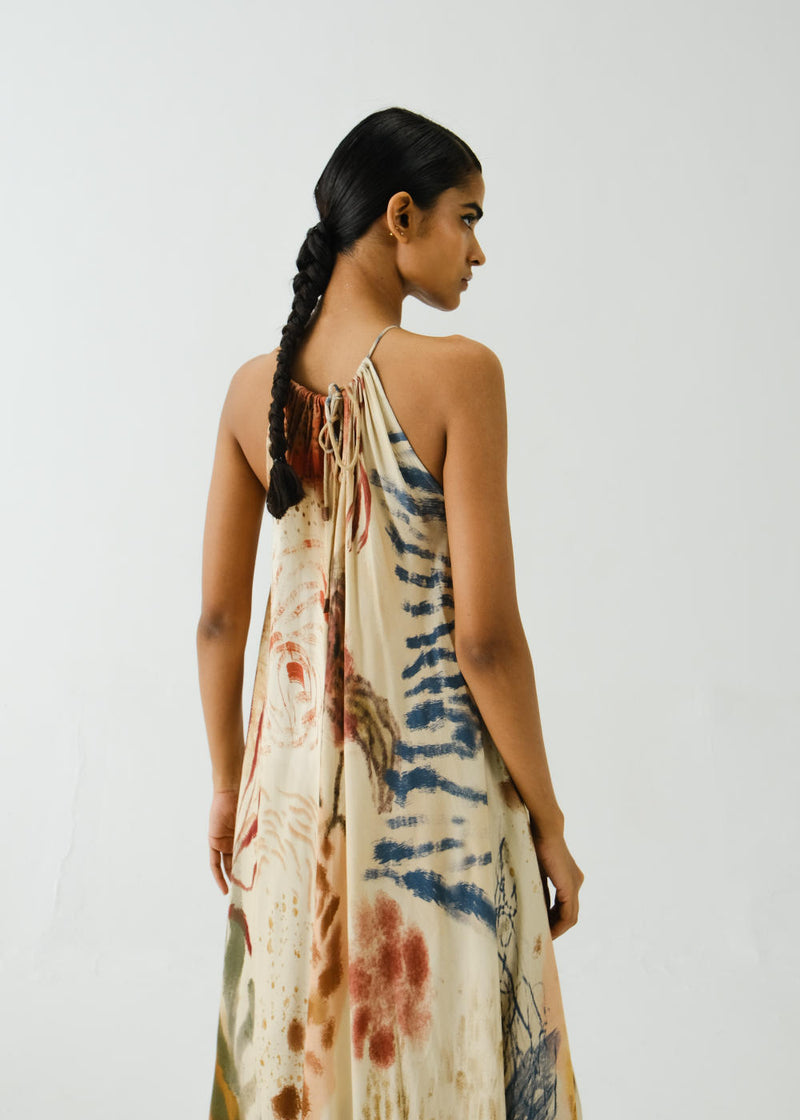 Circle Long Dress-Abstract cotton by CORD for women in Singapore
