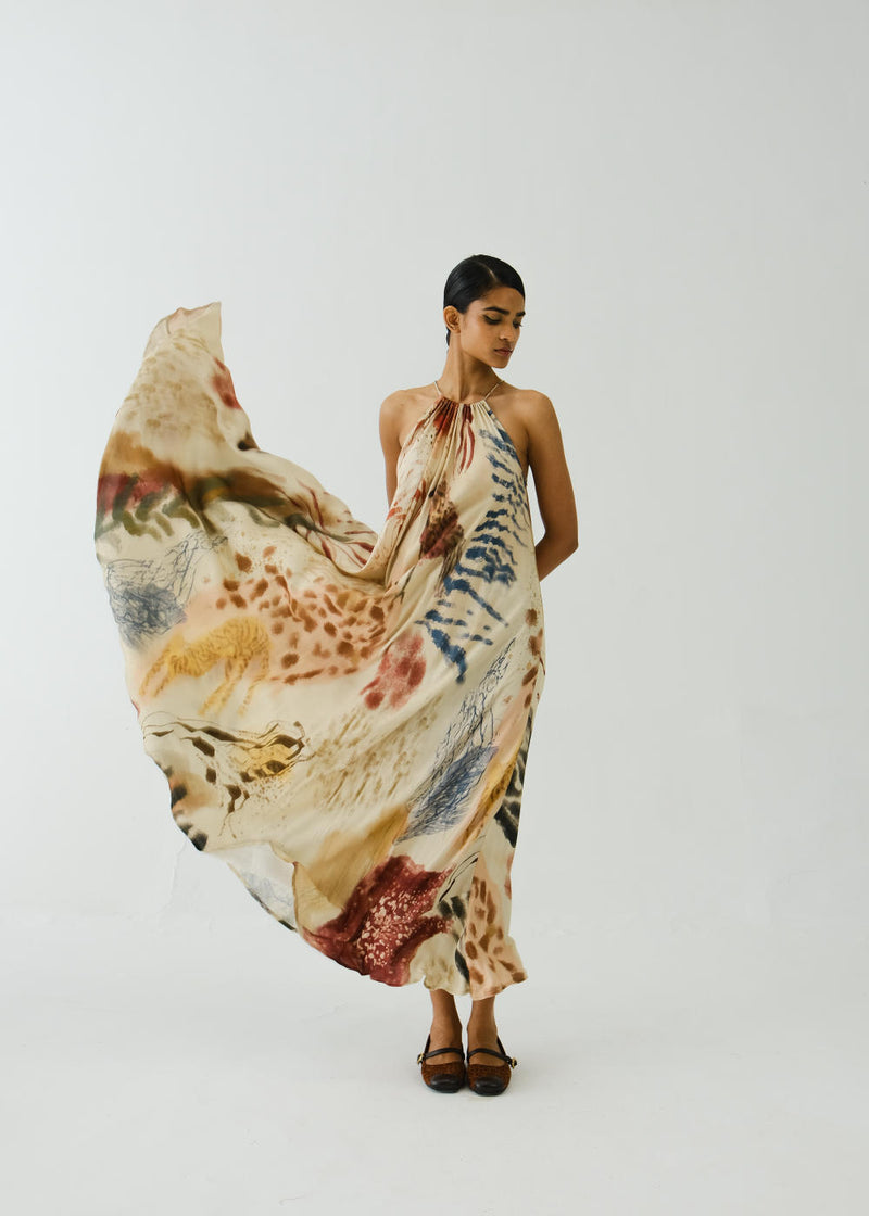 Circle Long Dress-Abstract cotton by CORD for women in Singapore