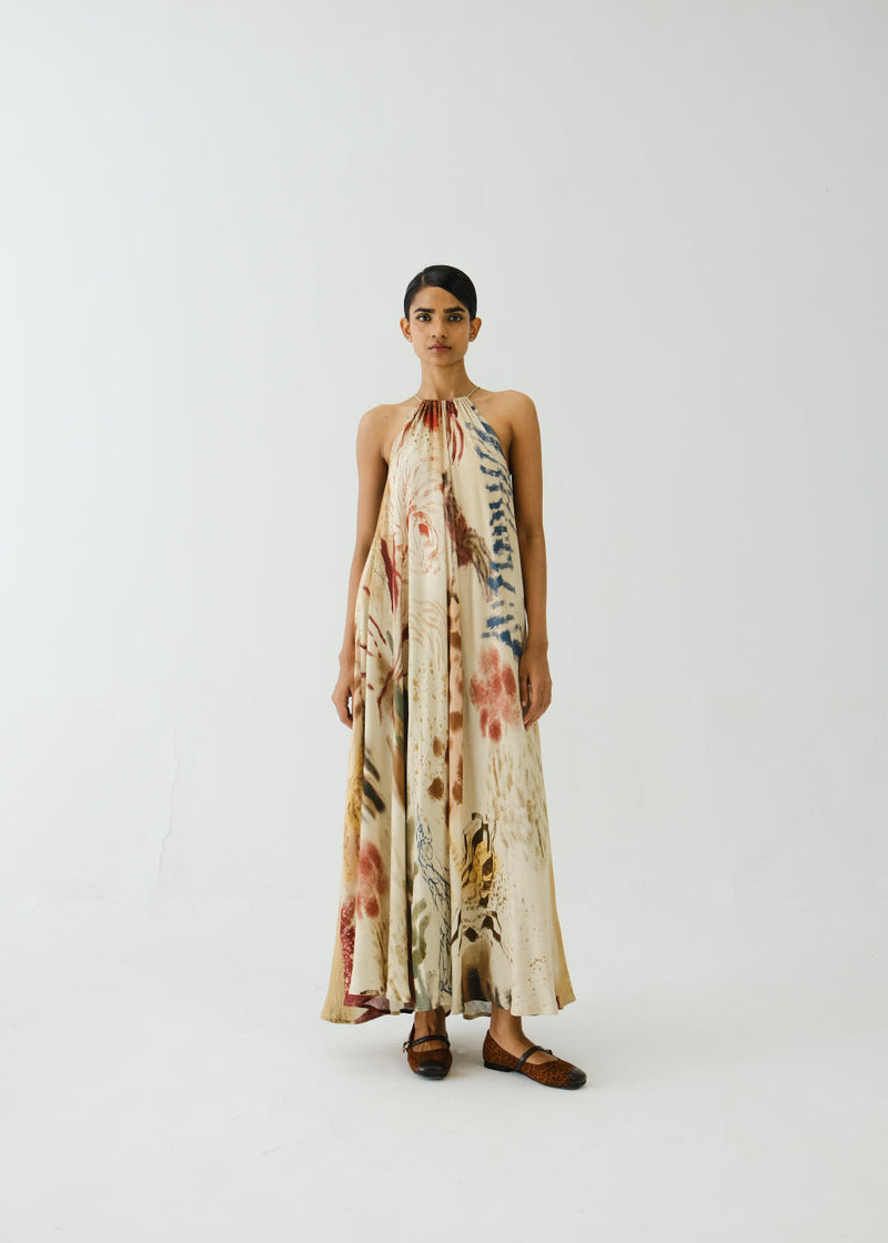 Circle Long Dress-Abstract cotton by CORD for women in Singapore