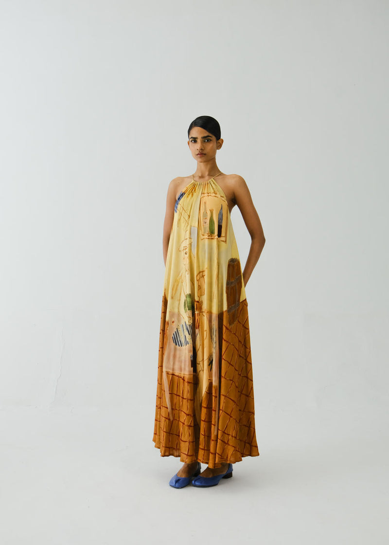 Circle Long Dress-Fisherman cotton by CORD for women in Singapore