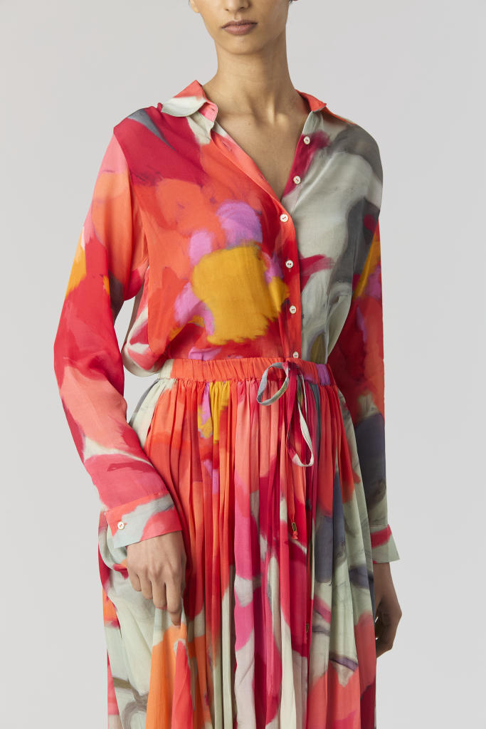 CLARA SHIRT & SKIRT SET mul by Yam in multi color for women in Singapore