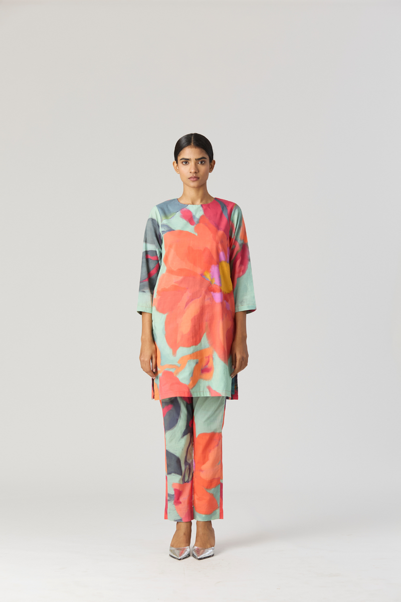 CLARA SHORT KURTA SET cotton by Yam in multi color for women in Singapore