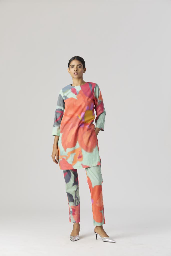 CLARA SHORT KURTA SET cotton by Yam in multi color for women in Singapore