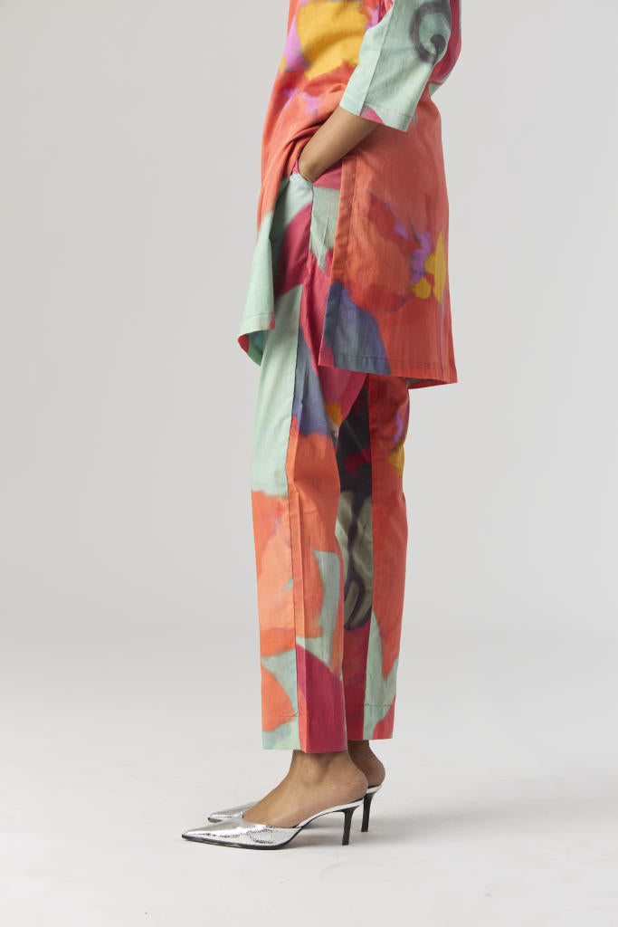 CLARA SHORT KURTA SET cotton by Yam in multi color for women in Singapore
