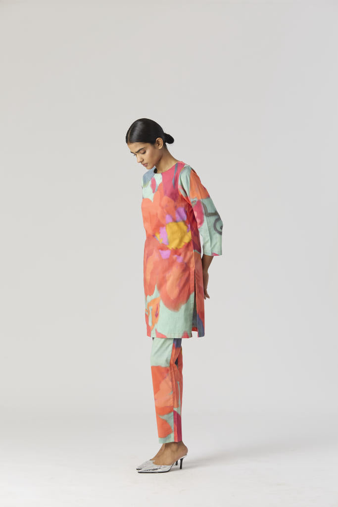 CLARA SHORT KURTA SET cotton by Yam in multi color for women in Singapore