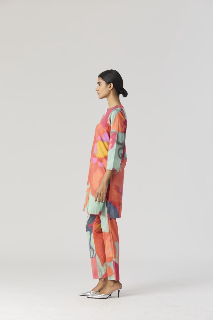 CLARA SHORT KURTA SET cotton by Yam in multi color for women in Singapore