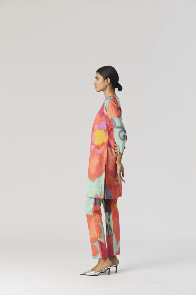 CLARA SHORT KURTA SET cotton by Yam in multi color for women in Singapore
