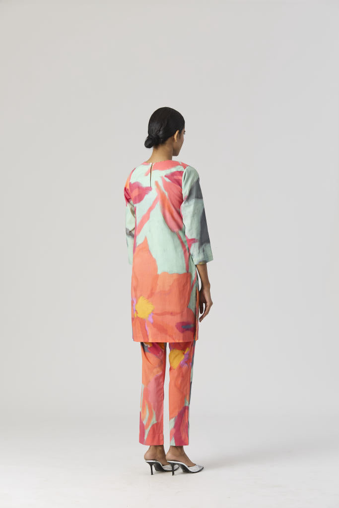 CLARA SHORT KURTA SET cotton by Yam in multi color for women in Singapore