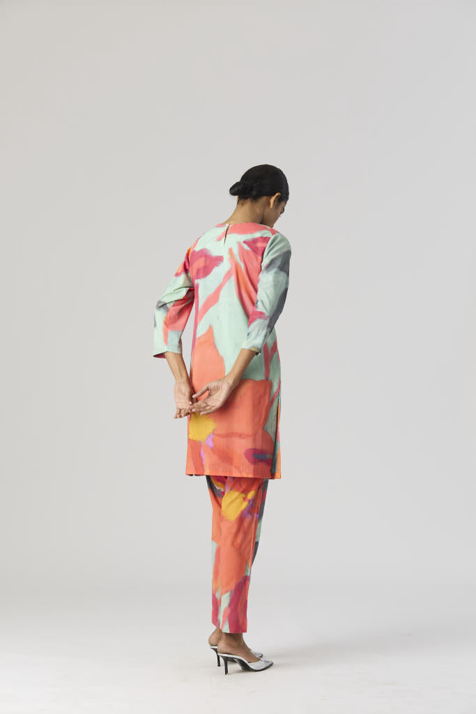 CLARA SHORT KURTA SET cotton by Yam in multi color for women in Singapore