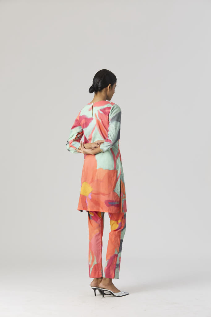 CLARA SHORT KURTA SET cotton by Yam in multi color for women in Singapore