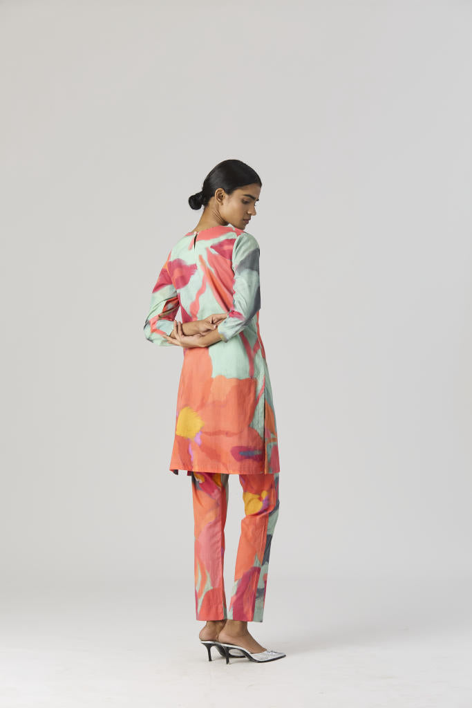 CLARA SHORT KURTA SET cotton by Yam in multi color for women in Singapore