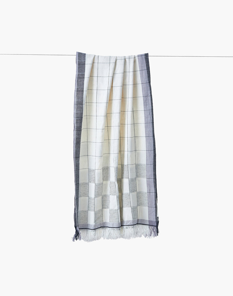 Classic Ivory Block Stole cotton by World of Crow in multi color for women in Singapore