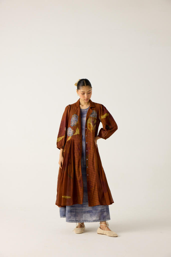 CLASSIC BUTTON DOWN DRESS -FOLIAGE cotton by CORD in multi for women in Singapore