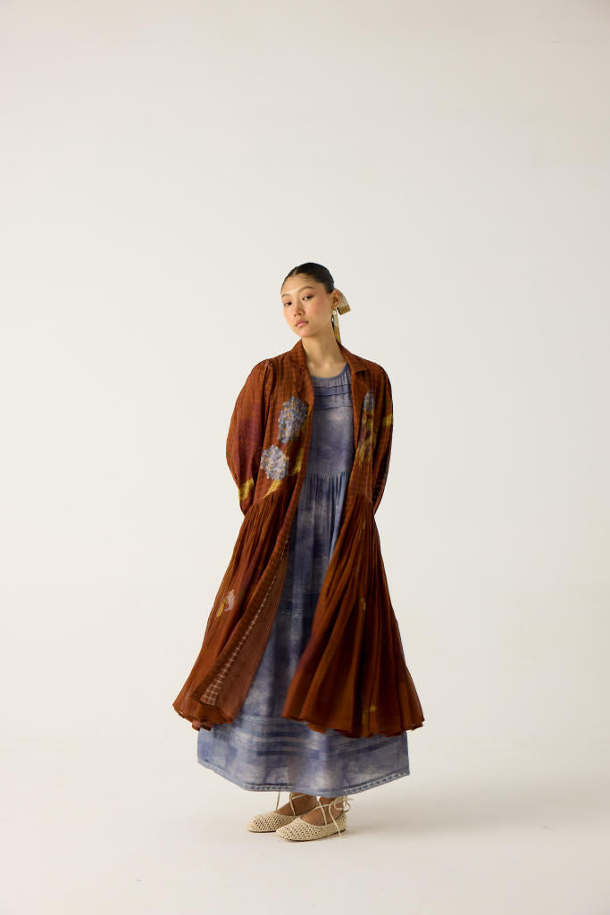 CLASSIC BUTTON DOWN DRESS -FOLIAGE cotton by CORD in multi for women in Singapore