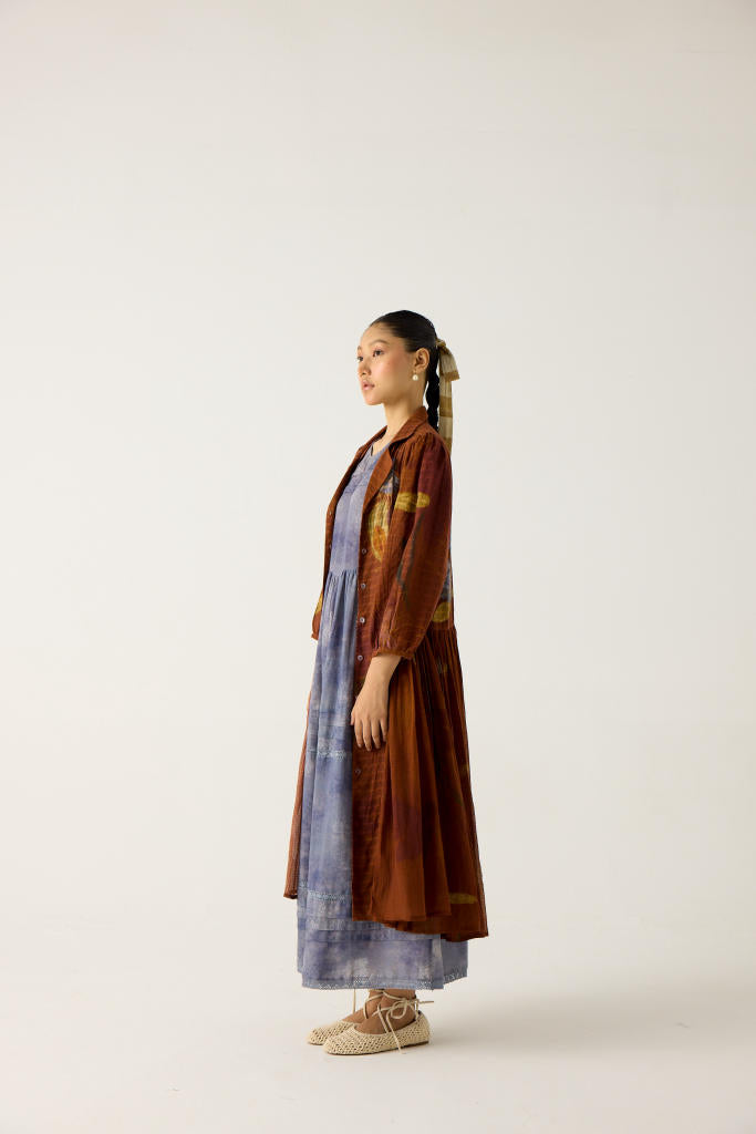 CLASSIC BUTTON DOWN DRESS -FOLIAGE cotton by CORD in multi for women in Singapore